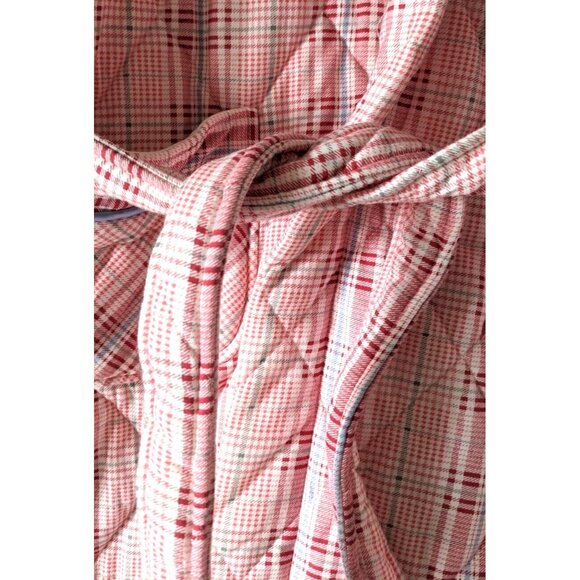 Club Pajamas Unisex Quilt Robe Housecoat Pink Plaid Contrast Trim Pocket Size XL - Picture 5 of 10